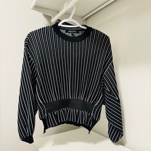 Urban Revivo Black Striped Sweater Cropped - Size S